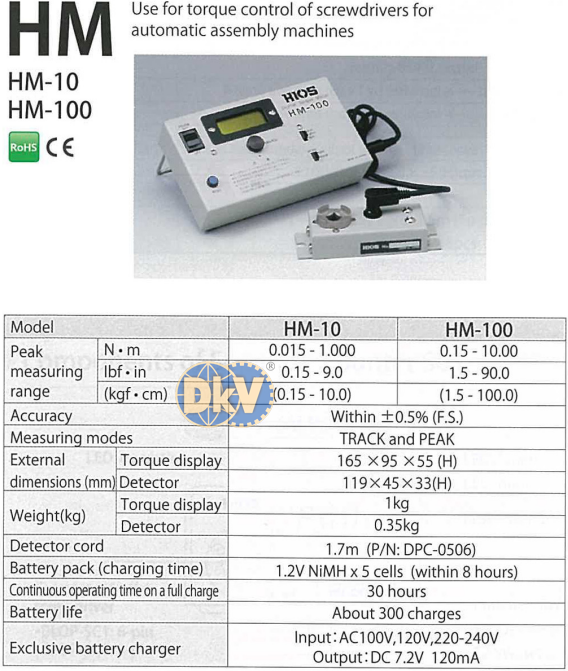 DKV VIET NAM CO.,LTD - Thiết bị đo lực Hios HM-10